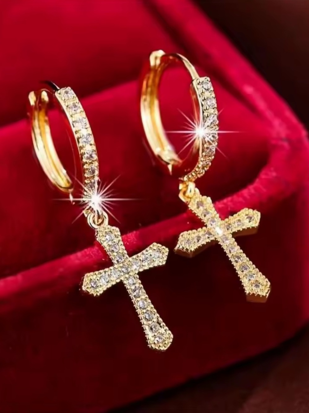 Kohl's Gold Crystal Cross Hoop Earrings